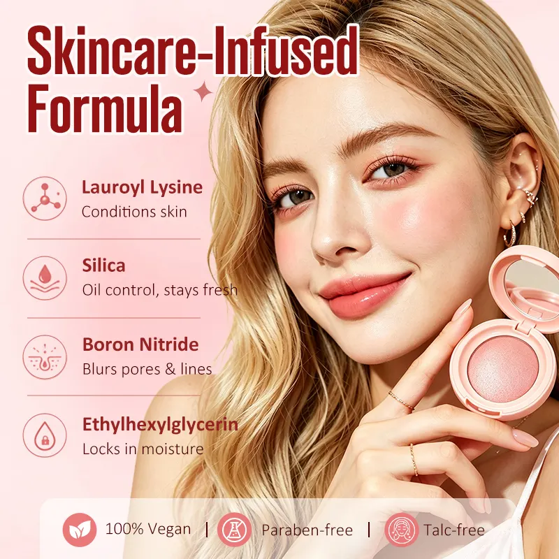 OEM Baked Powder Blush Highlighter Palette High Pigment Luminous Featherlight Waterproof Sweat Proof All Skin Tones Wholesale
