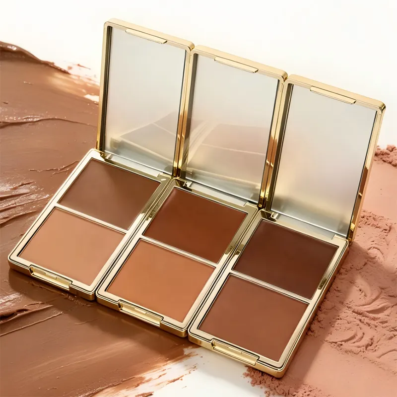Vegan High Pigment Waterproof Long-Lasting Cream & Powder Shadow Contour Palette with Natural Finish