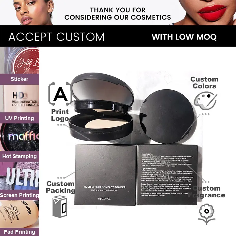 Private Label High Quality Makeup Setting Pressed Powder OEM Wholesale Vegan Foundation Compact Pressed Powder