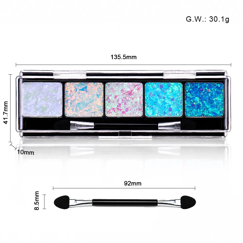 Custom Logo Chunky Glitter Eyeshadow Palette No Glue Self Adhering Face Body Hair Holographic Vegan Festival Bridal Stage