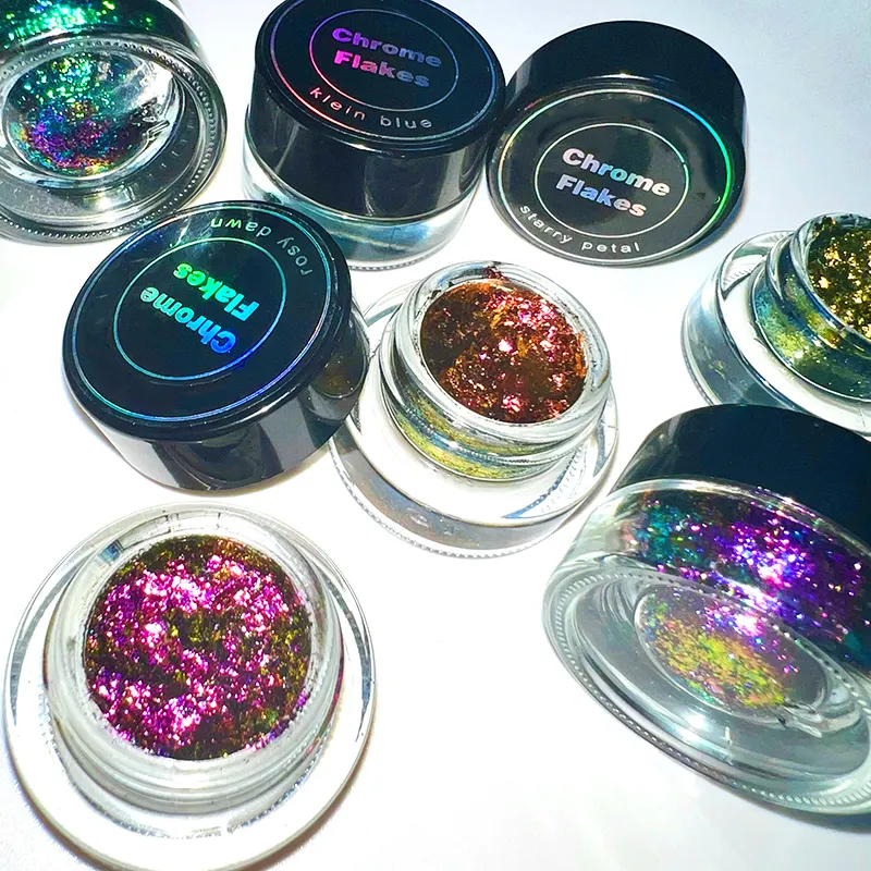 High Quality Beauty Transparent New Multichrome Chameleon Pigment Pink Glitter Shimmer Long Lasting Flakes Powder Eyeshadow Set