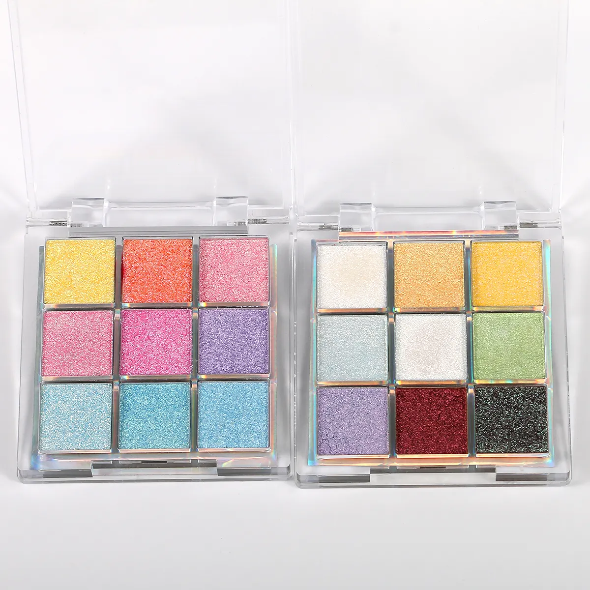 High Pigment Private Label Pressed Holographic Eyeshadow Palette Multichrome Duochrome Metallic Finish Powder for Dark Skin