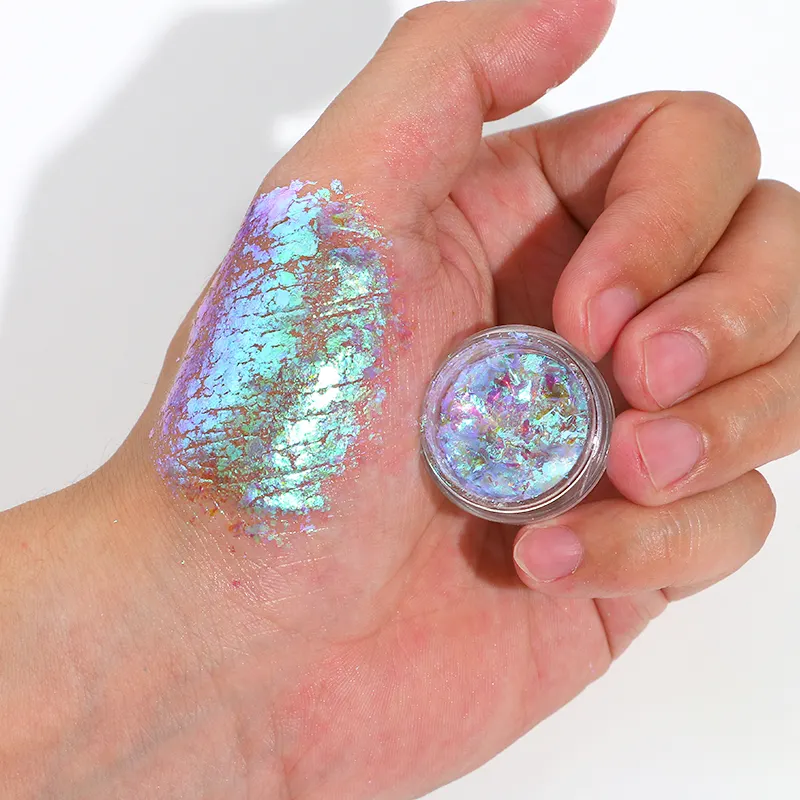 Chameleon Radiant Holographic Flakes Duo Chrome Eyeshadow Pigment Multichrome Eye Shadow with Shimmer Metallic Luminous Finish