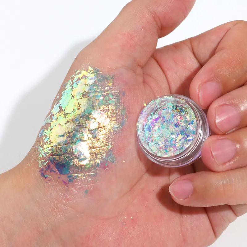 Chameleon Radiant Holographic Flakes Duo Chrome Eyeshadow Pigment Multichrome Eye Shadow with Shimmer Metallic Luminous Finish