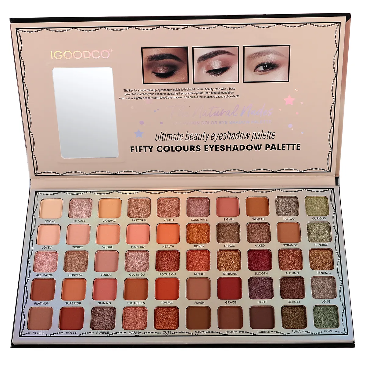 Long Lasting Mineral Powder Eye Shadow Palette 50 Colors Waterproof Glitter Eyeshadow for Light Fair Matte Shimmer for Cosmetics