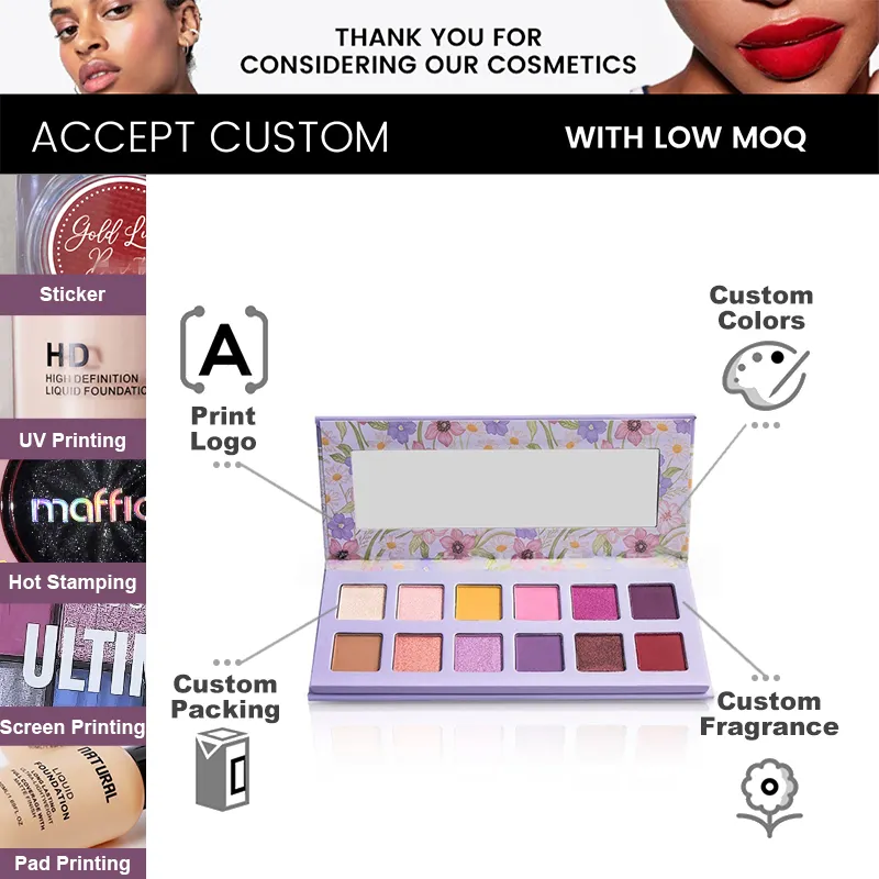 Private Label Wholesale Eye Cosmetic Eyeshadow Palette High Pigment Colorful Long Lasting Eyeshadow Palette