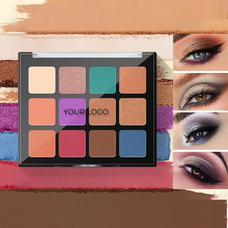 Wholesale Customizable 12 Color Eye Shadow Palette Multi-color High Quality No logo Eye Makeup Palette
