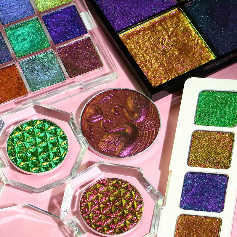 wholesale Shimmer Multichrome Duochrome Pressed chameleon Eyeshadow Palette