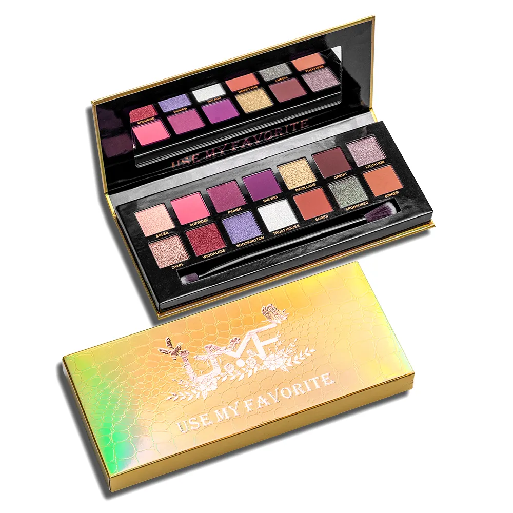 14 Colors Shimmer Matte Waterproof Long Lasting Fair Dark Skin Private Label Custom Printed Logo Powder Makeup Eyeshadow Palette