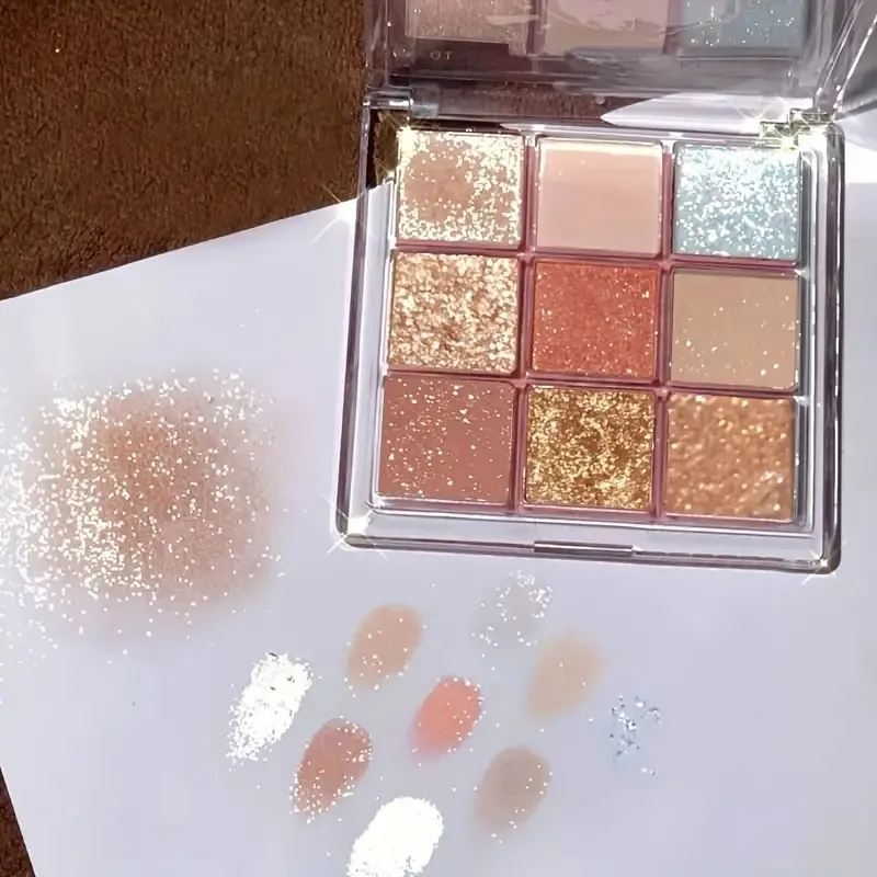 Custom 9 Colours Eyeshadow Palette Oem Cosmetics Waterproof Long Lasting High Quality Glitter Eyeshadow Private Label