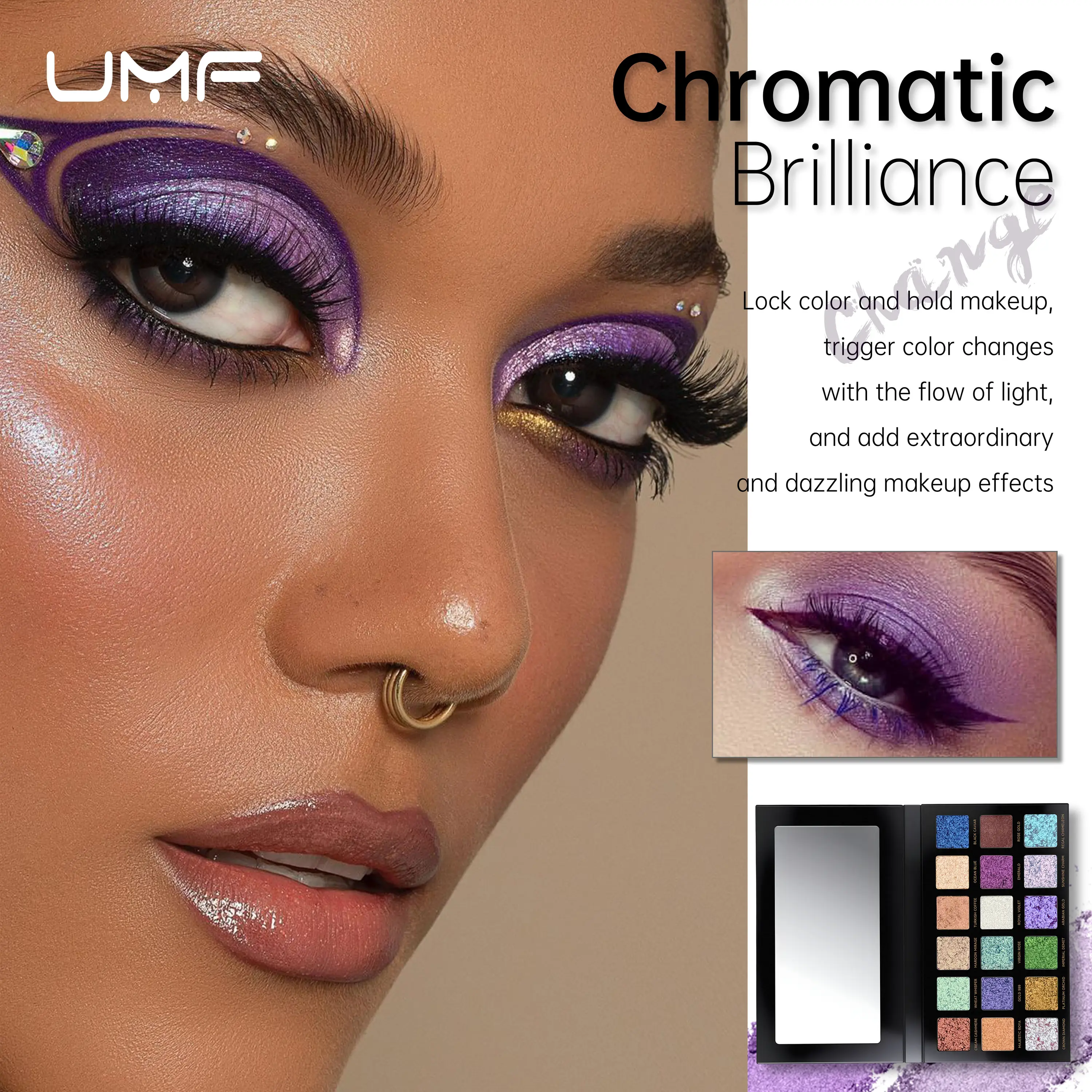 Custom Eyeshadow Palette OEM Chameleon Eyeshadow Waterproof Long Lasting Luxury 18 Colour Multi Chrome Eyeshadow Private Label