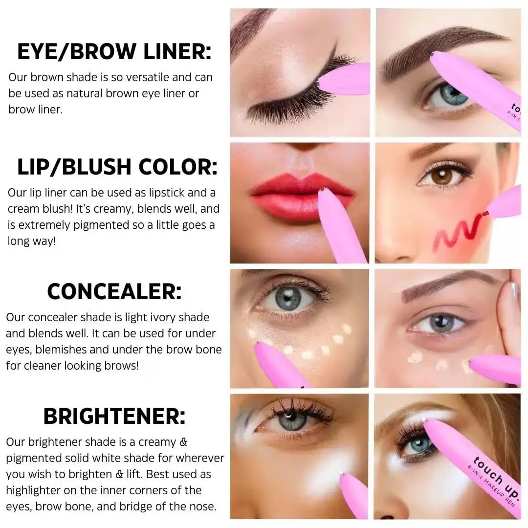 4-in-1 Multifunction Makeup Pen Lip Liner Highlighter Eyeliner Eyebrow Pencil for Eye Makeup
