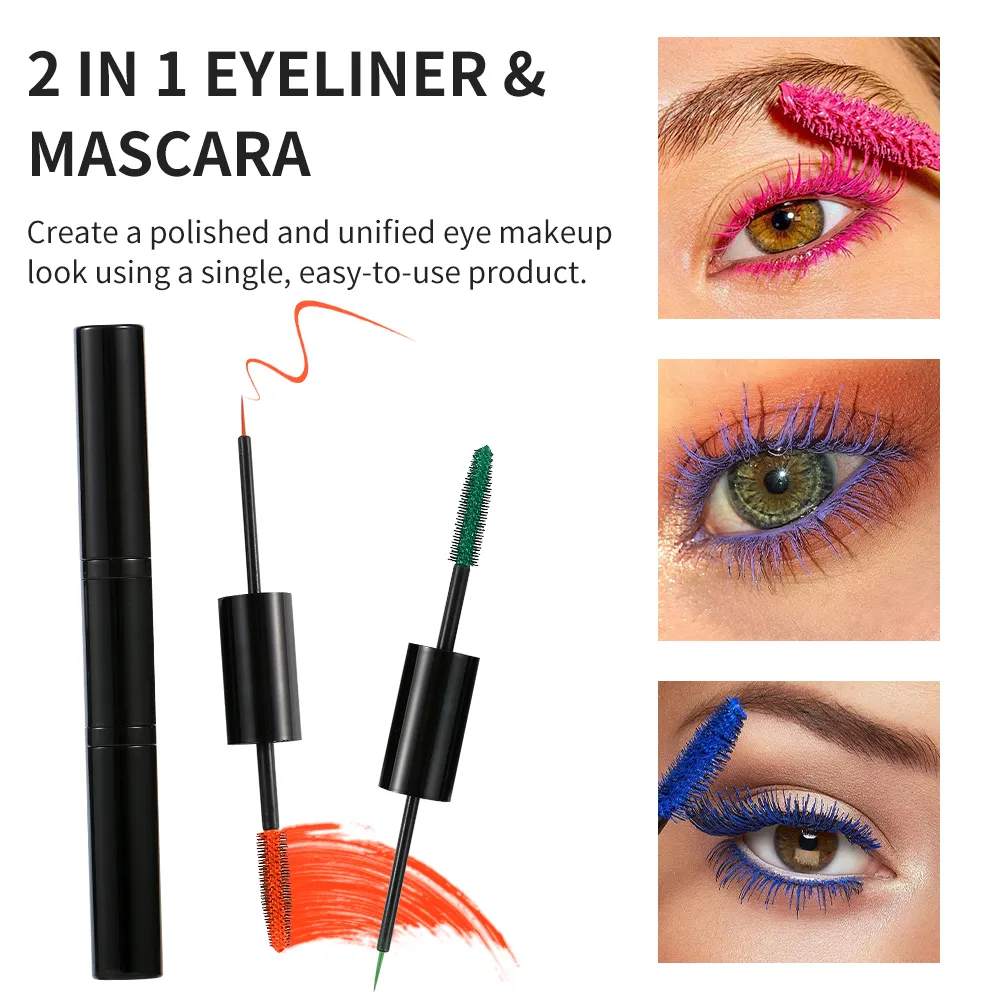 Private Label Long Lasting Colored Mascara Waterproof Natural Colors 2 in 1 Liquid Eyeliner Mascara detail