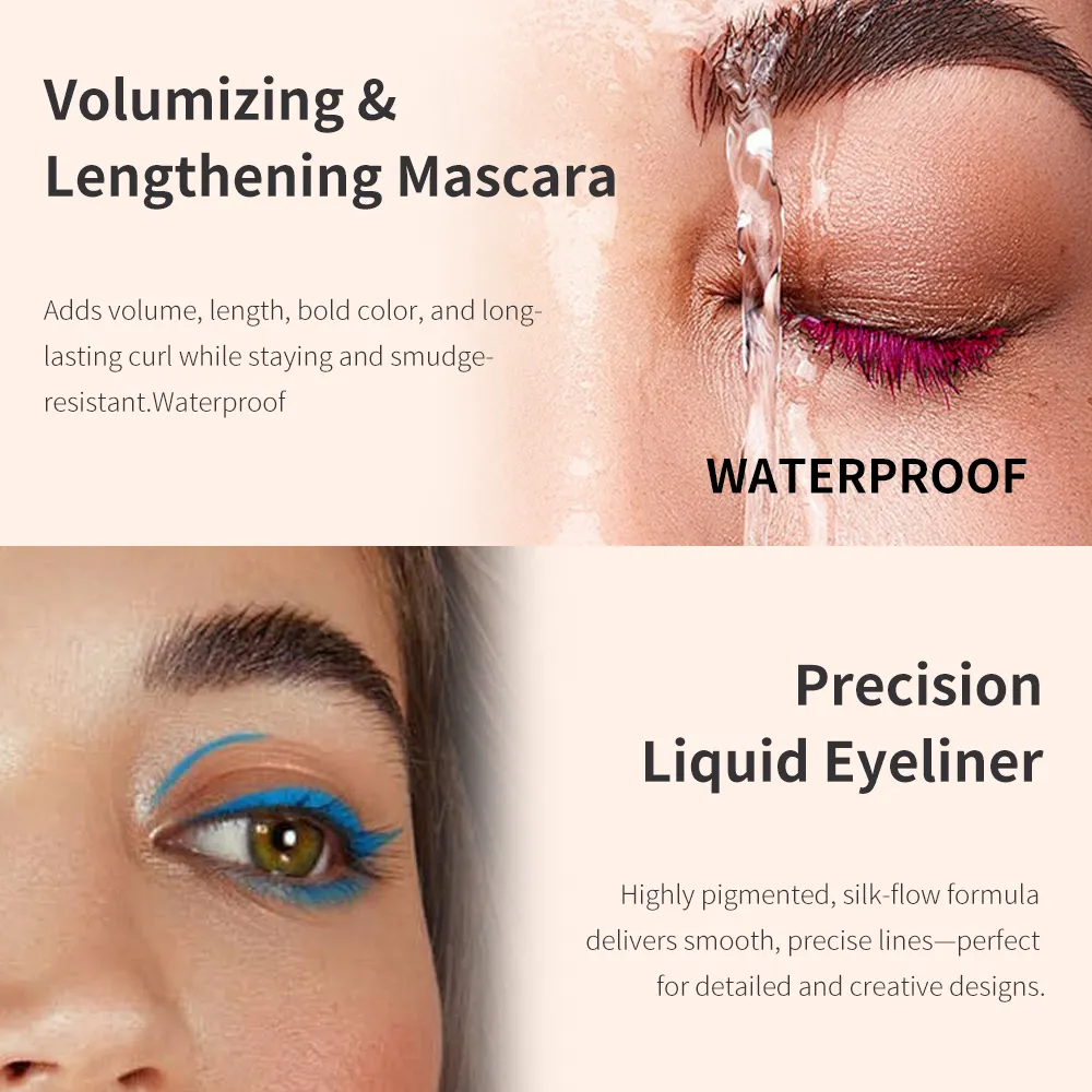 Hot Selling Private Label High Quality Colorful Eyeliner Liquid 6 Colors Colorful Eyeliner Neon 2 In1 Mascara Eyeliner Pen