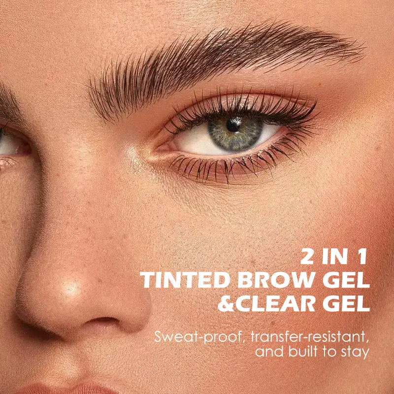 High Quality Private Label Tinted Brow Mascara Customization 2-in-1 Transparent Sweatproof Shaping Eyebrow Gel