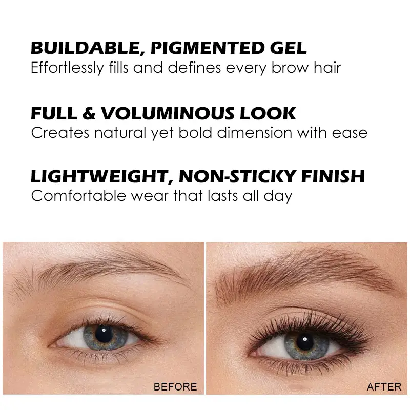 High Quality Private Label Tinted Brow Mascara Customization 2-in-1 Transparent Sweatproof Shaping Eyebrow Gel