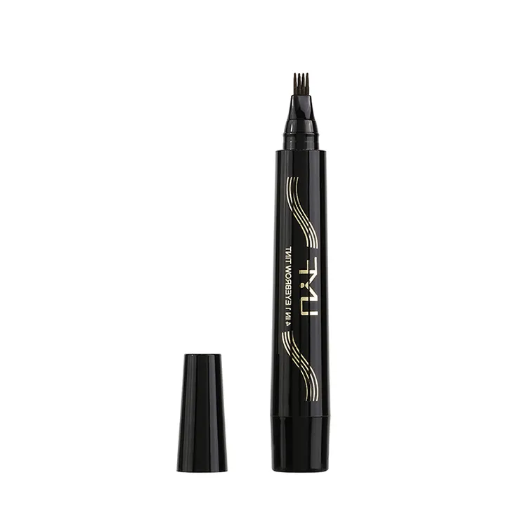 Custom 4 Fork Mineral Waterproof Slim Black Eyebrow Pencil OEM Makeup 4 Melon Eye Private Label