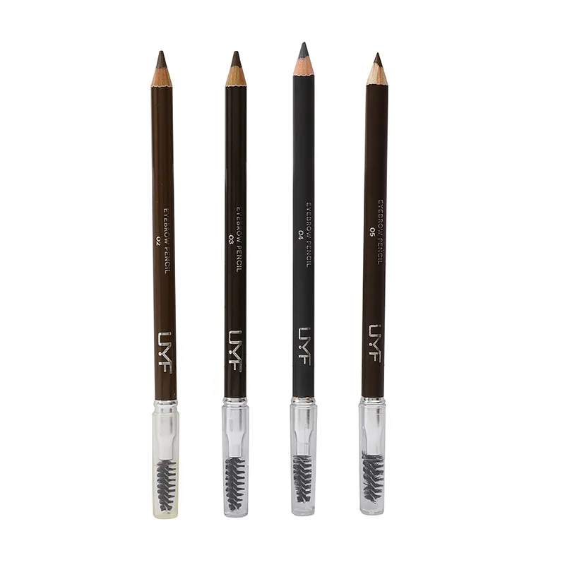 UMF Private Label Long Lasting 4 Colors Waterproof Wooden Eyebrow Pen with Brush Gray Brown