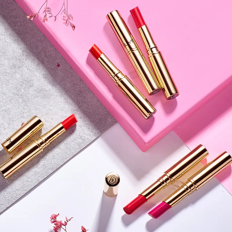 Custom Lipstick OEM Beauty Makeup Gold-plated Tube Long-lasting Waterproof Moisturizing Matte Multi-colors Private Label