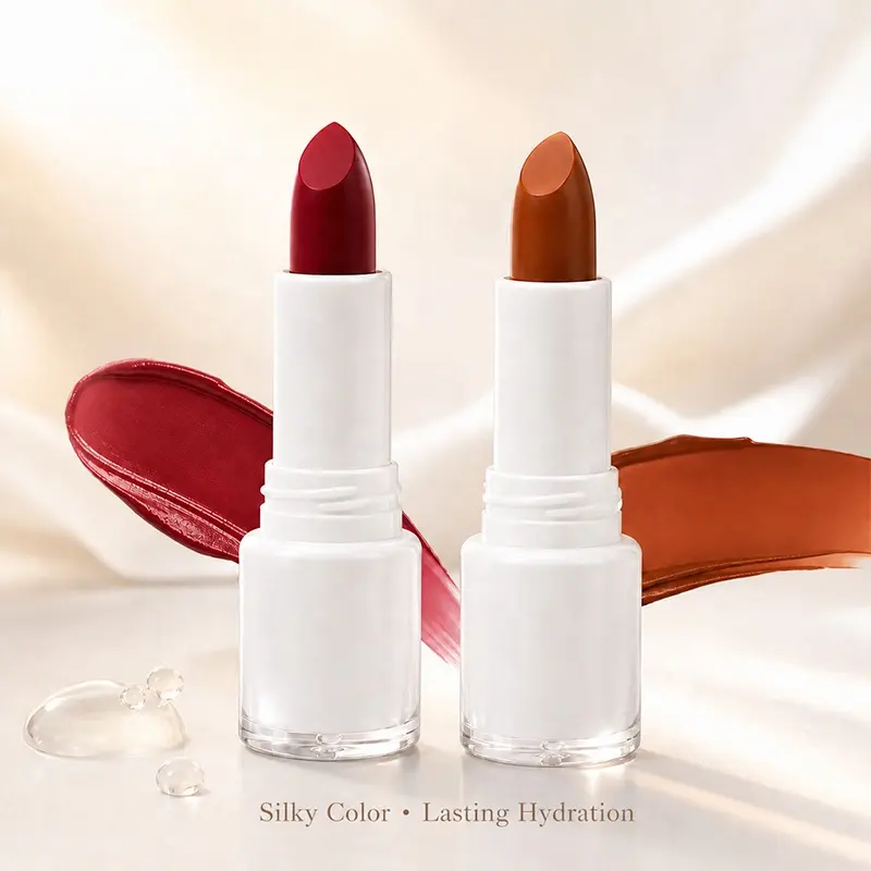Custom Lipstick OEM Brand Manufacturing Clean Formula Factory Vegan Non-Stick Cup Waterproof High Pigment Lipstick Private Label