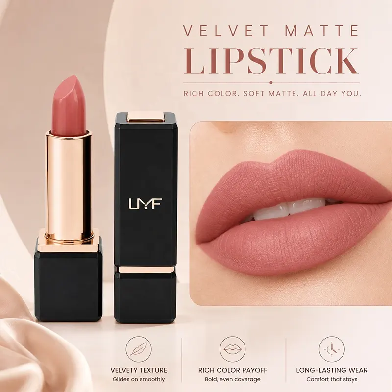 Custom Matte Lipstick OEM Makeup Cleaning Formula Factory Non-Stick Cup Waterproof Long-Lasting Vegan Lipstick Private Label
