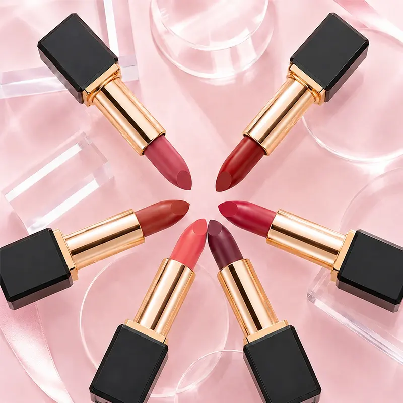 Custom Matte Lipstick OEM Makeup Cleaning Formula Factory Non-Stick Cup Waterproof Long-Lasting Vegan Lipstick Private Label