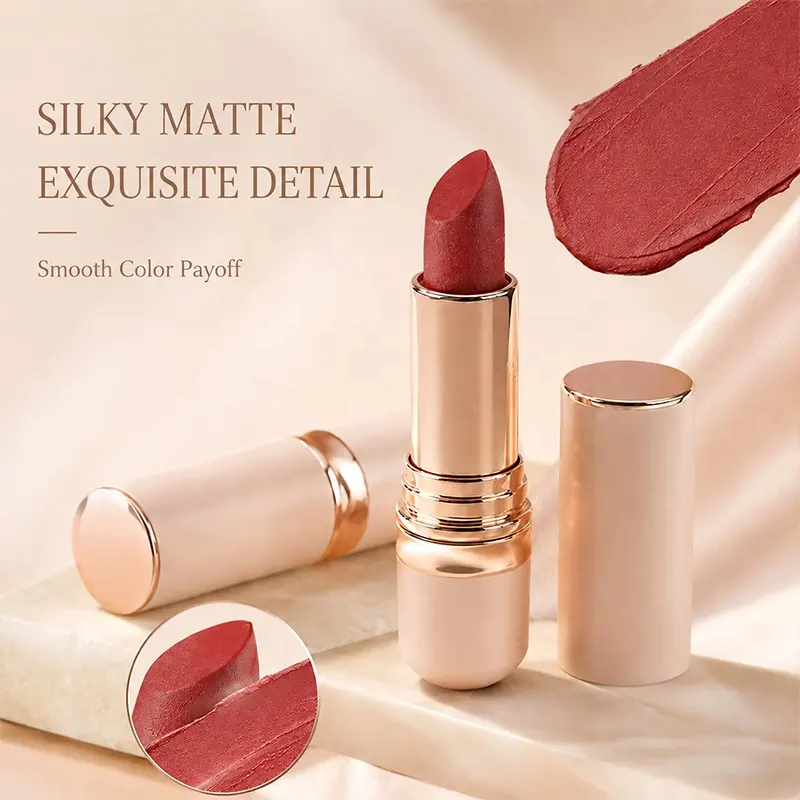 Custom High-End Lipstick OEM Cosmetics Cleaning Formula Factory High-Quality Non-Stick Cup Matte Lipstick Private Label