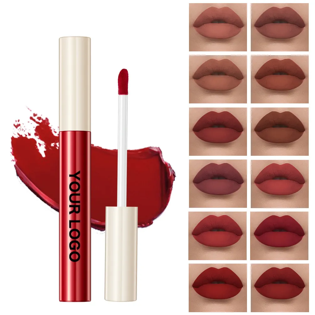 Custom Chemical-Based Vegan Lipstick Liquid OEM 24 Color Waterproof Long Lasting Matte Lip Gloss MSDS Certified Private Label