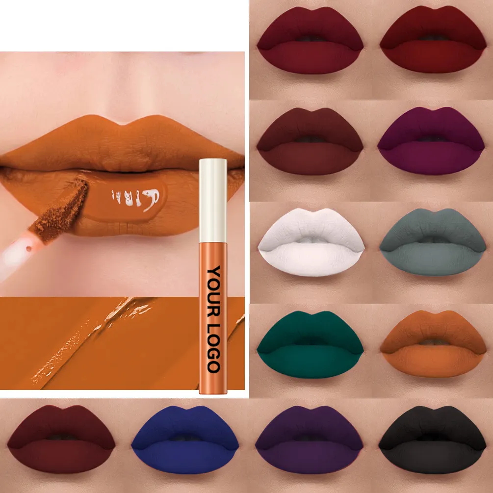 Custom Chemical-Based Vegan Lipstick Liquid OEM 24 Color Waterproof Long Lasting Matte Lip Gloss MSDS Certified Private Label