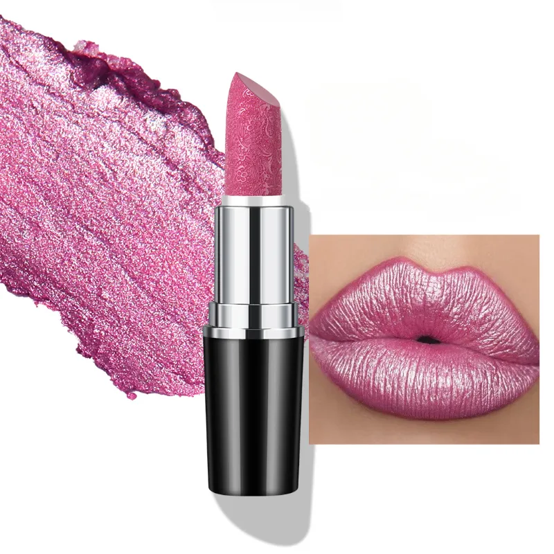 Custom Moisturizing Waterproof Long-lasting Pearlescent Glitter Lipstick OEM Cosmetics Manufacturers 3.5g Private Label