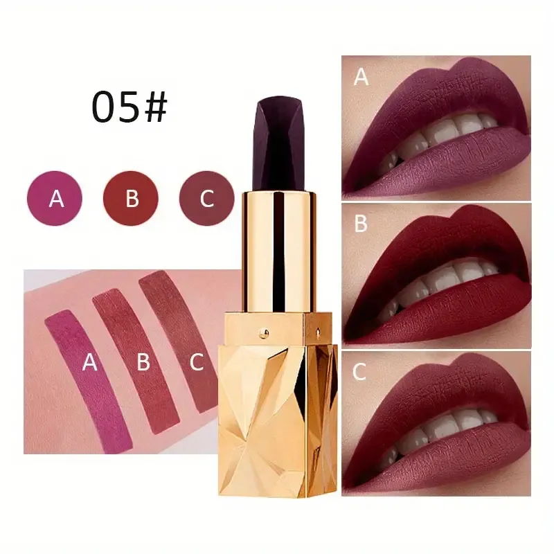 Custom Lipstick Oem Cosmetics Manufacturers Makeup Waterproof Moisturizing Matte Three-color Lipstick Private Label