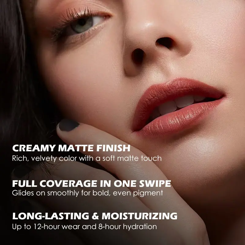 Wholesale Custom High Pigmented Non-Stick Matte Lipstick Long-Lasting Waterproof Matte Lipstick