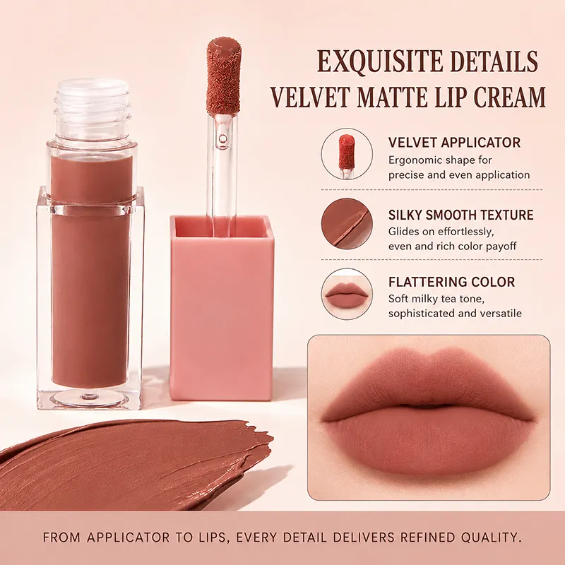 Custom Liquid Lip Gloss OEM Cosmetics Manufacturer High Quality Delicate Waterproof Long-Lasting Matte Lip Glaze Private Label