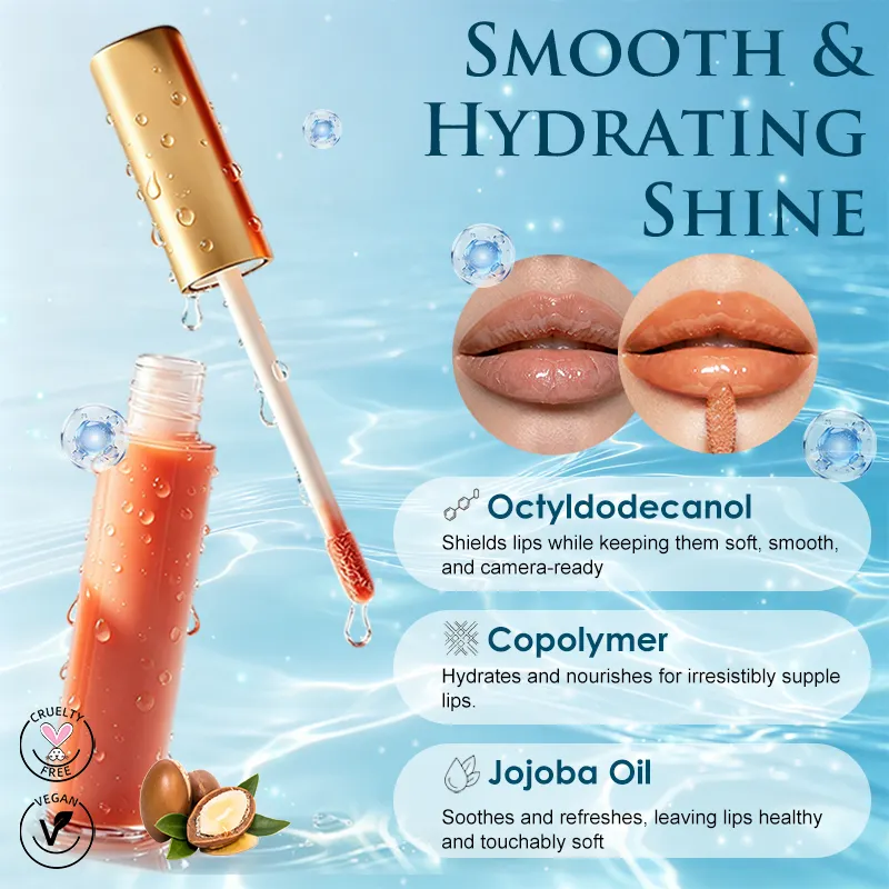 Custom Logo Vegan Luxury Holder Keychain Lip Gloss Pumper Y2K Non Sticky Pigmented Glossy Liquid Lipgloss Manufacturer
