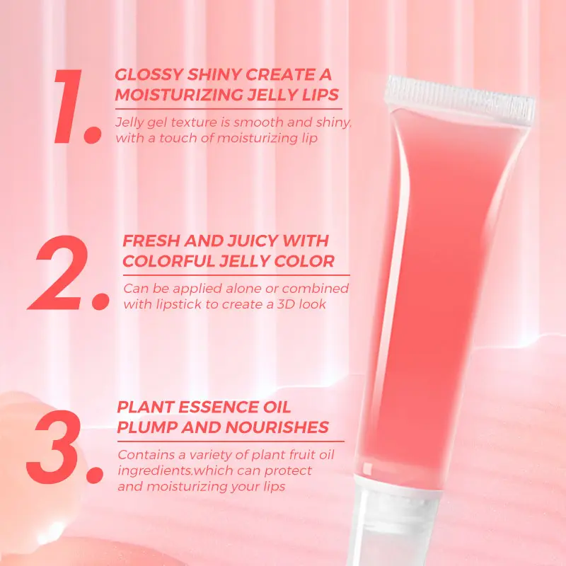 Hot Selling Hydrating Lip Gloss Long Wearing Nourishing Mirror Fruit Lip Oil Soft Tube clear Jelly Lipgloss