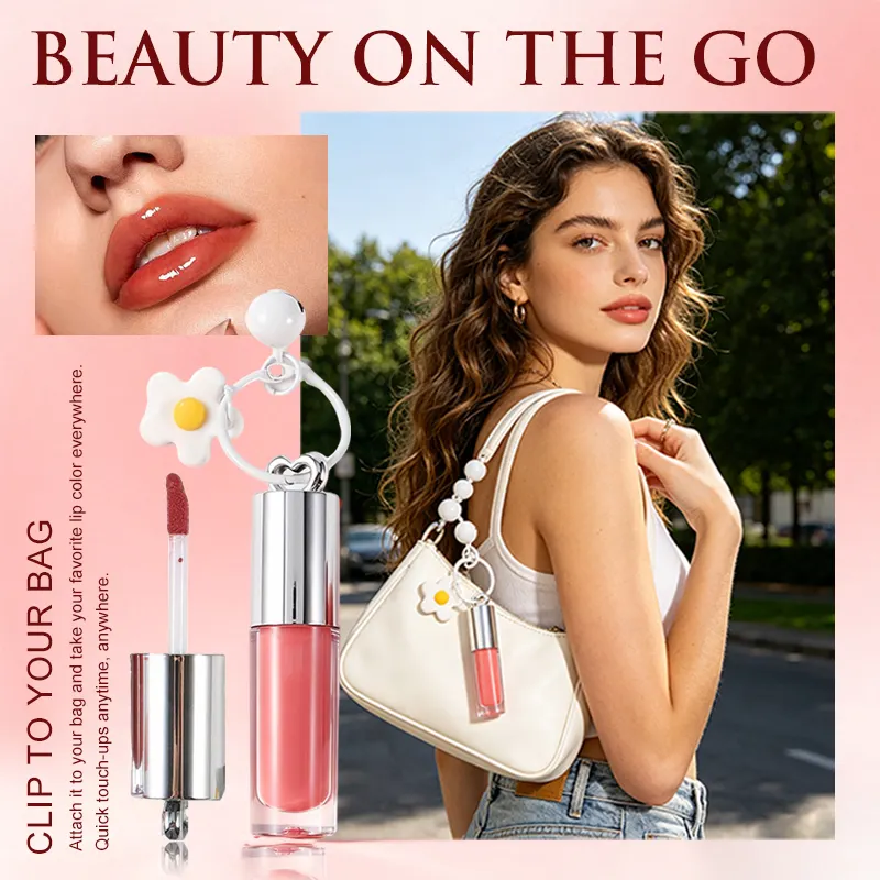 Shea Butter Vegan Mineral Liquid Glossy Moisturizing Lip Gloss with Silver Tube for Girls Long Stay High Pigment
