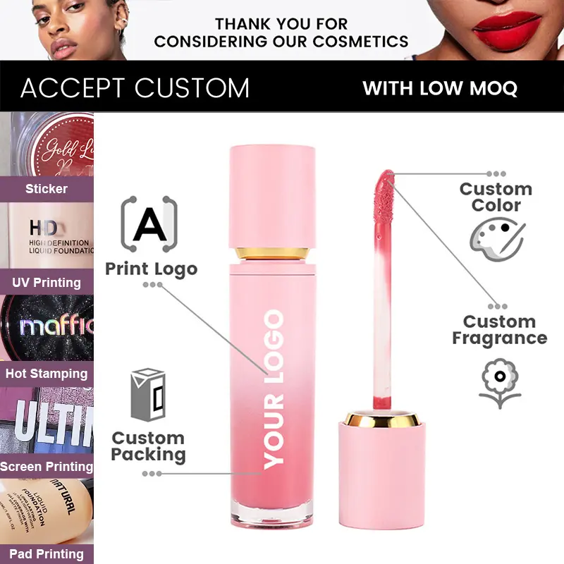 Vegan Nude Private Label Custom logo Lip Gloss Plumping Wholesale Customized Lipgloss girl lip gloss
