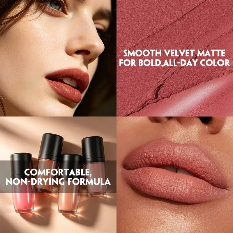 Wholesale Private Label Custom Matte Lip Glaze Lipgloss Vendors for Precision Lips with Heart Shaped Brush Vegan Formula