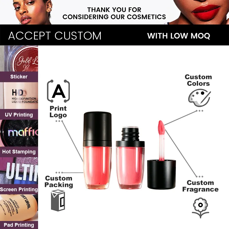 Wholesale Private Label Custom Matte Lip Glaze Lipgloss Vendors for Precision Lips with Heart Shaped Brush Vegan Formula