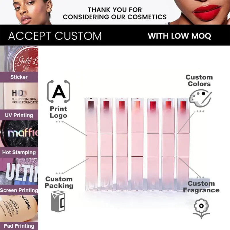 2 in 1 Double Lip Glaze High Quality No Logo Moisturizing Non-sticky Lipstick Long Lasting Dual-ended Lip Gloss