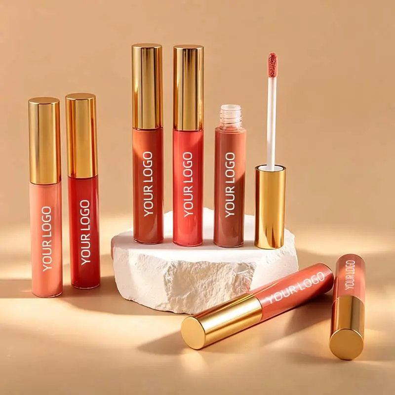 Manufacturer Customized Lip Gloss with 10ml Gold Case for Girls Custom Logo Private Label Lipgloss