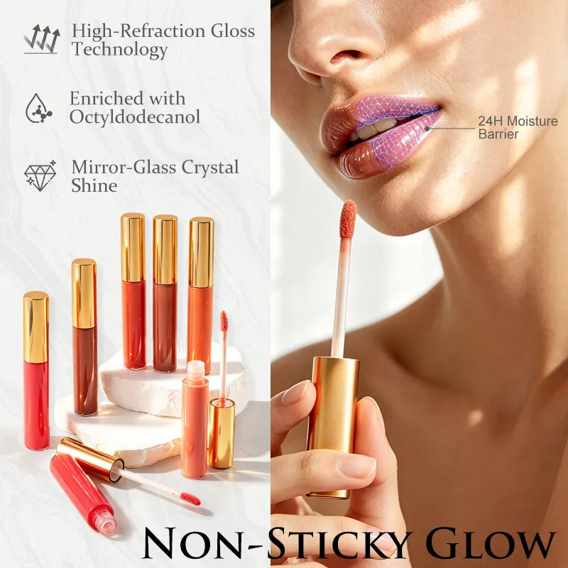 Manufacturer Customized Lip Gloss with 10ml Gold Case for Girls Custom Logo Private Label Lipgloss