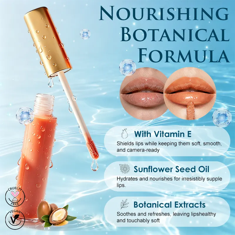 Manufacturer Customized Lip Gloss with 10ml Gold Case for Girls Custom Logo Private Label Lipgloss