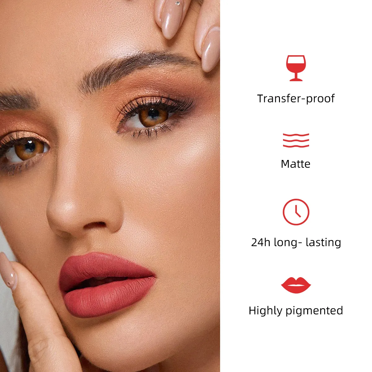 24 Natural Matte Beauty Glazed Lip Gloss in Sexy Nude Waterproof Liquid Lipstick with Non-Stick Cup Cream Lip Glaze