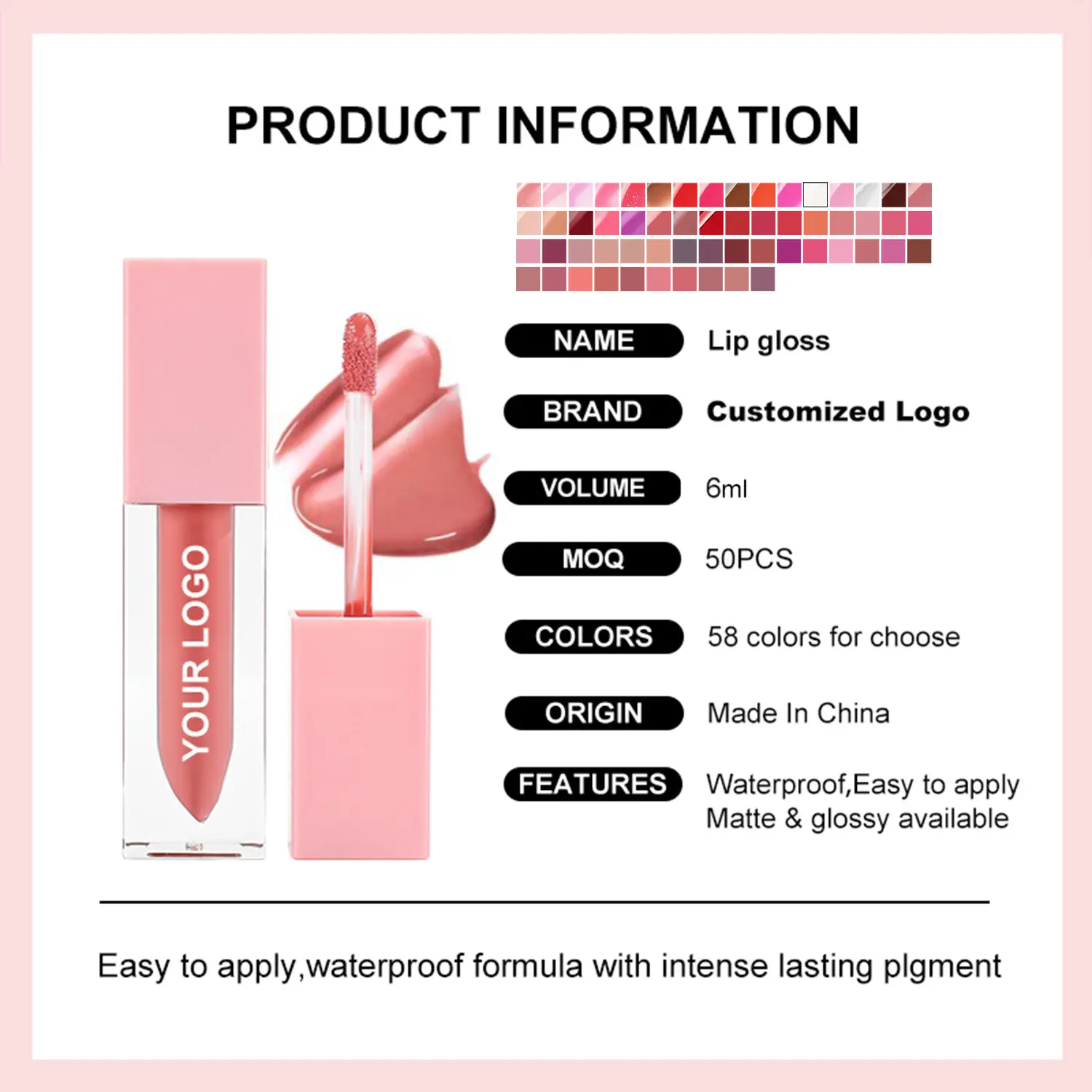 Wholesale High Quality Liquid Lip Gloss Glaze Lip No Cake Creamy Plumping Lip Gloss