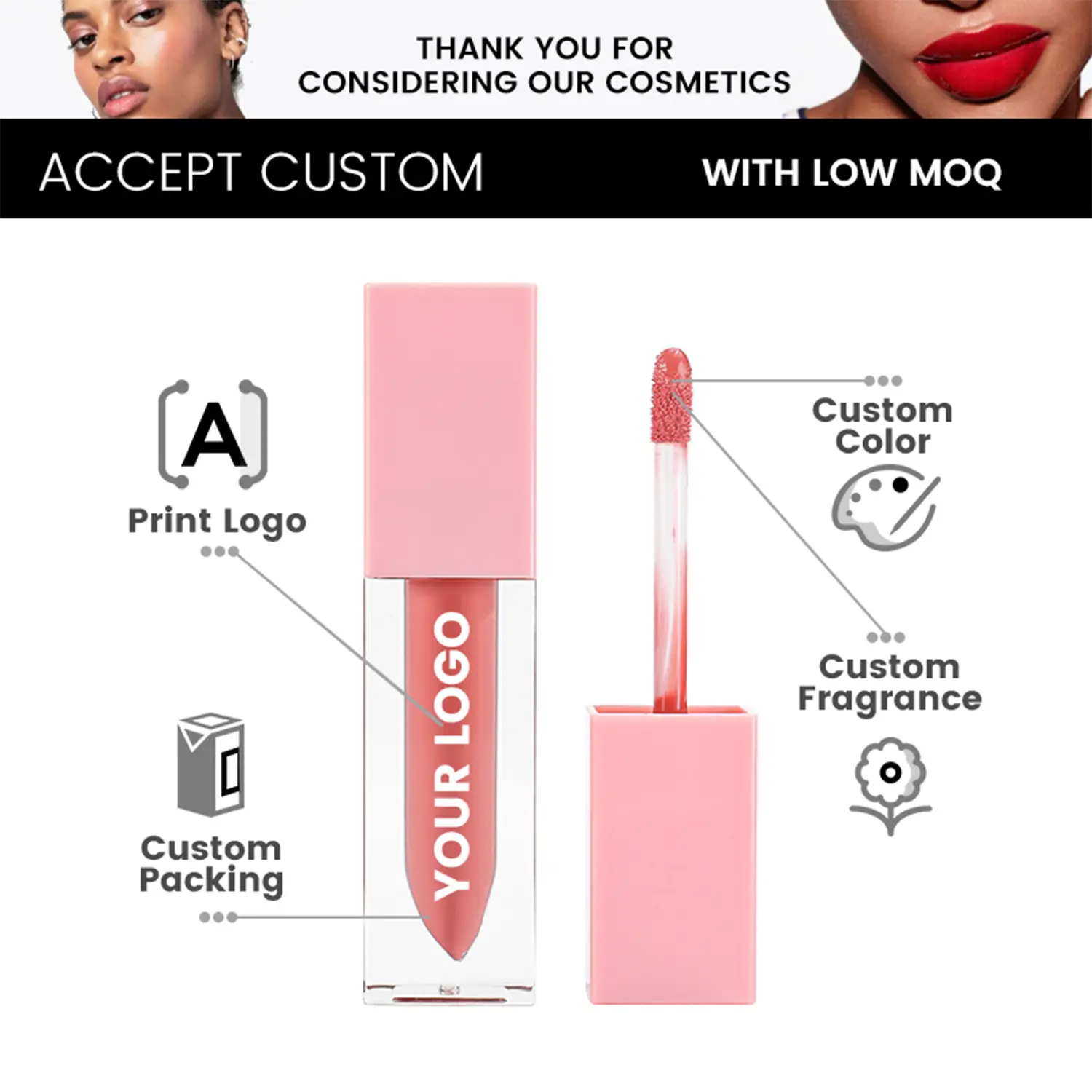 Wholesale High Quality Liquid Lip Gloss Glaze Lip No Cake Creamy Plumping Lip Gloss