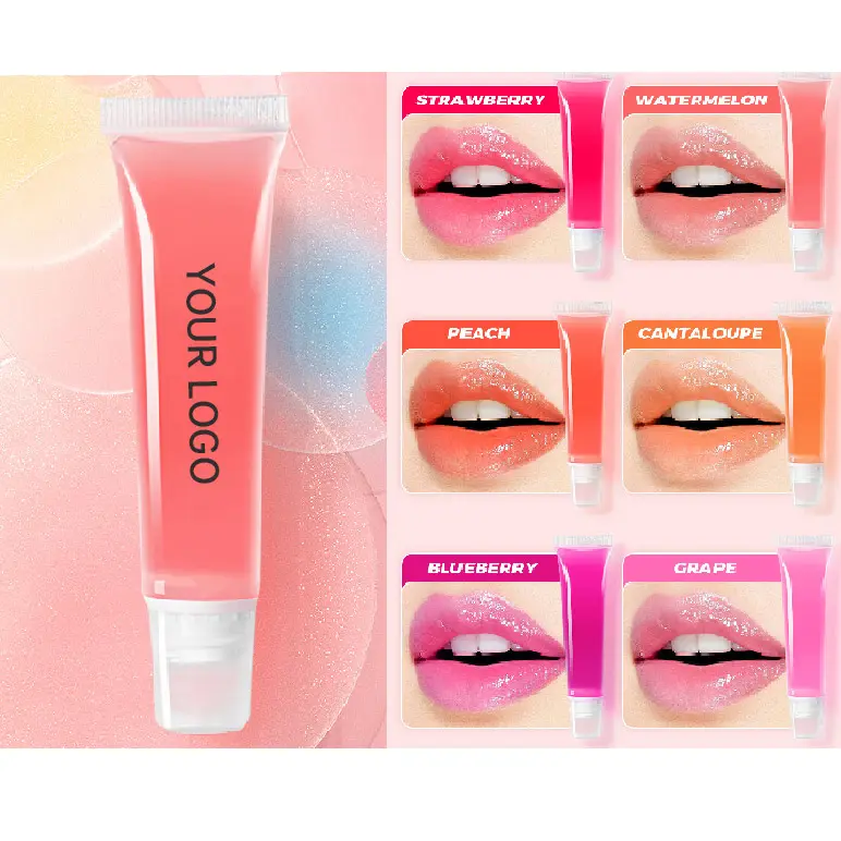 Vegan Lip Oil Plumper Cherry Fruit Crystal Jelly Squeeze Lip Gloss Mineral Ingredient Lip Glaze