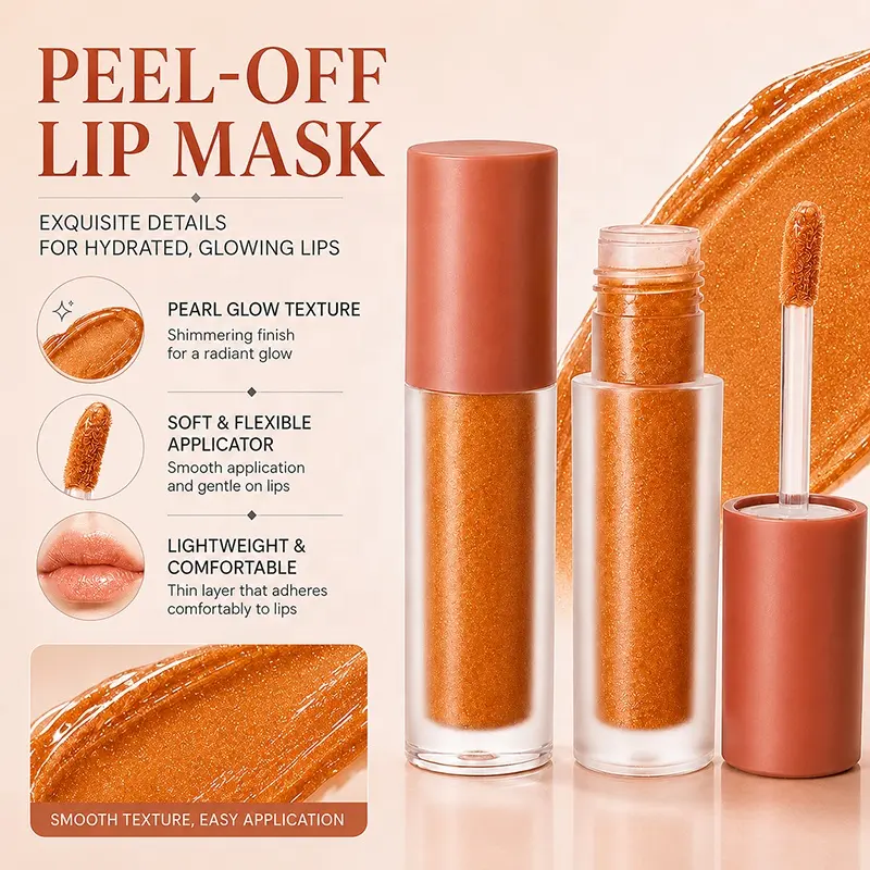 Custom Squalene Lip Mask OEM Private Label High Quality Waterproof Long-lasting Non-stick MUD Moisturizer Fade Lip Lines Shimmer