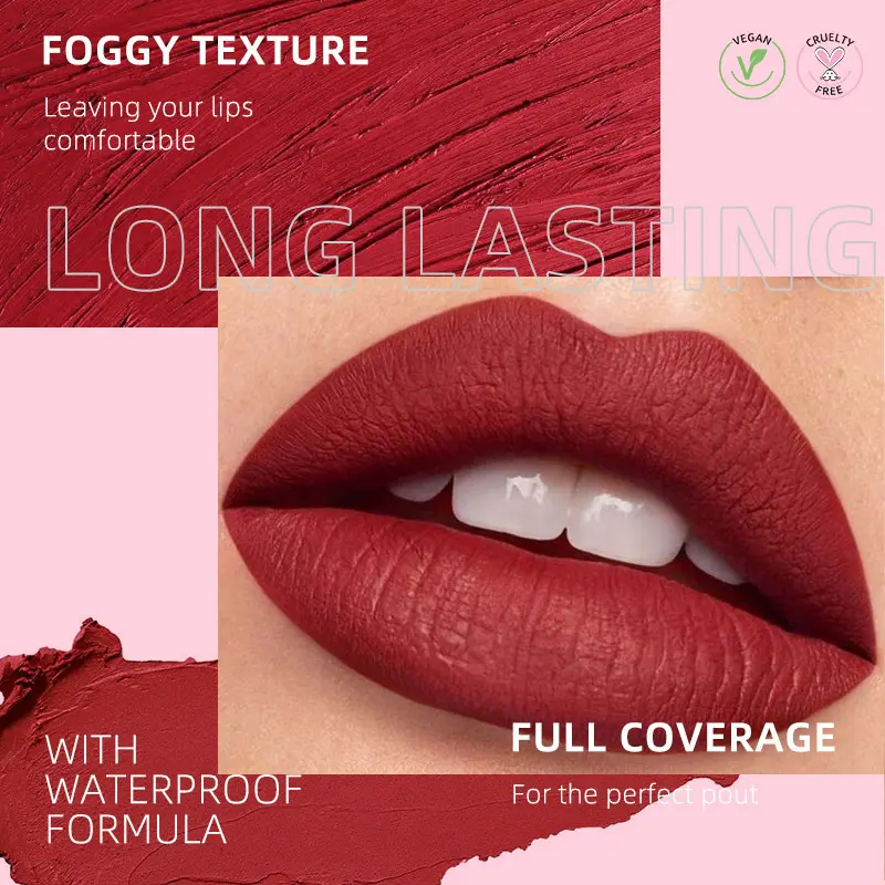 Private Label Non-stick Cup OEM/ODM Long Lasting Waterproof Lip Mud Nude Velvet Matte Vegan Liquid Lipstick Custom Logo
