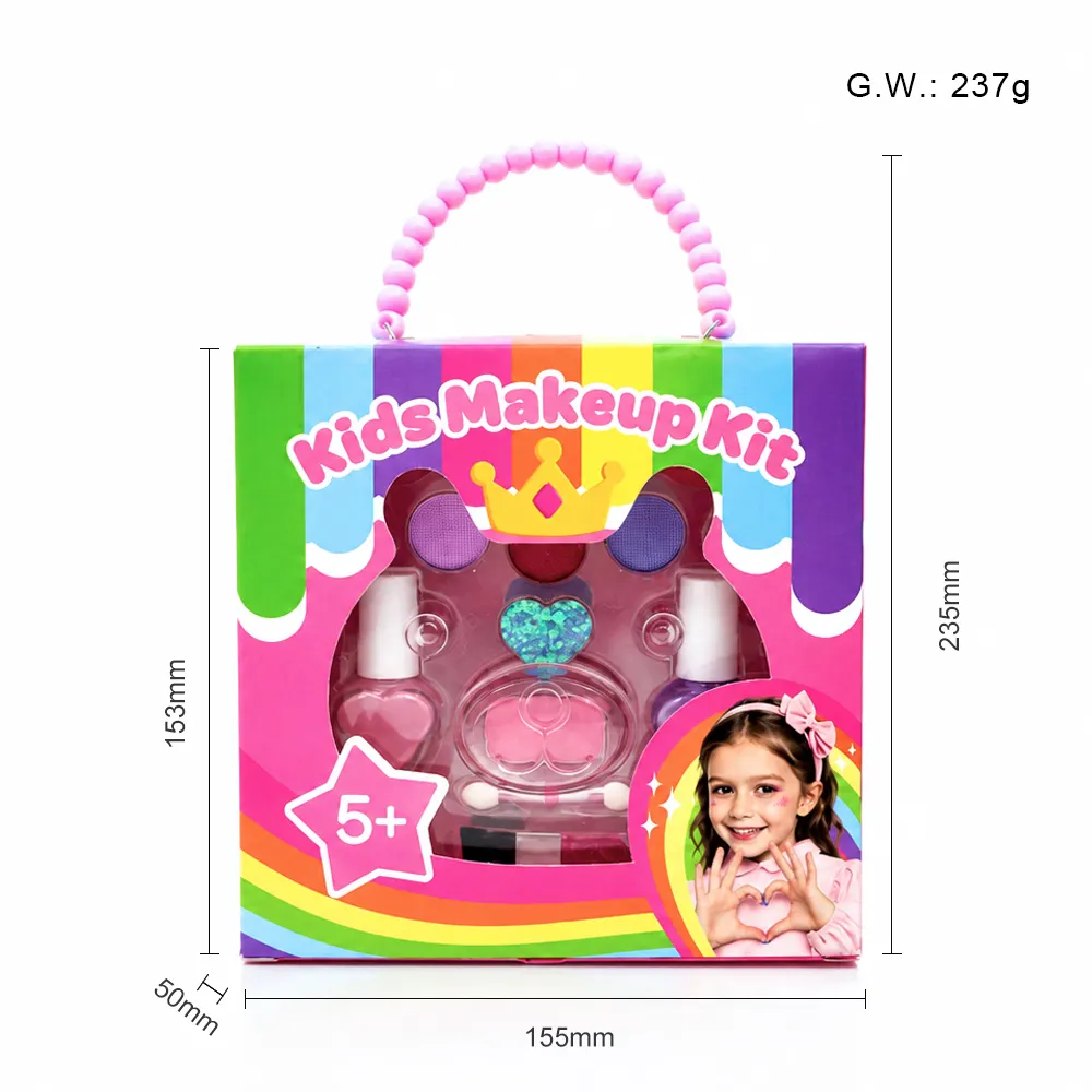Bulk Pink Bear Girls Cosmetic Makeup Kit Safe Non Toxic Washable Colorful Eyeshadow Glitter Blush Brush Gift Set